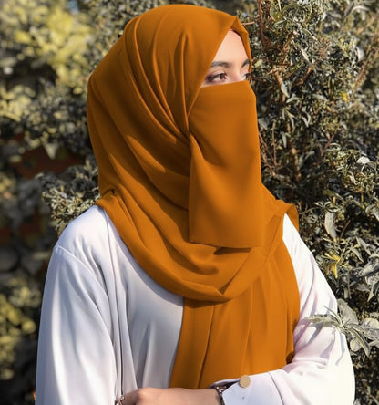 Hijab Set, Hijab with Same Niqab patti Set For Girls and Women