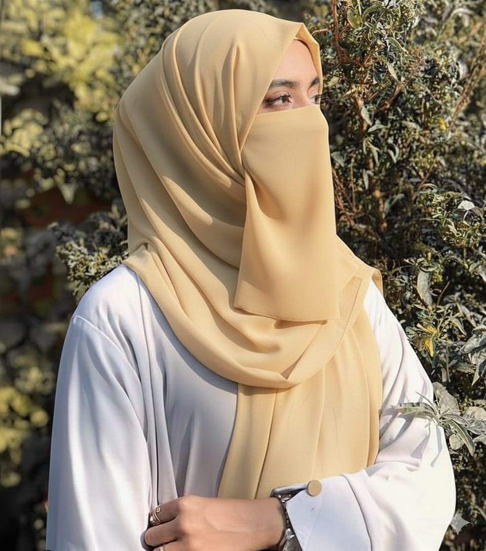 Hijab Set, Hijab with Same Niqab patti Set For Girls and Women
