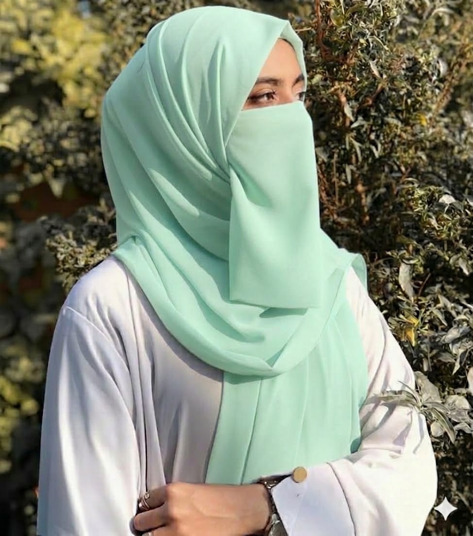 Hijab Set, Hijab with Same Niqab patti Set For Girls and Women
