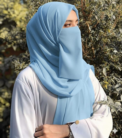 Hijab Set, Hijab with Same Niqab patti Set For Girls and Women