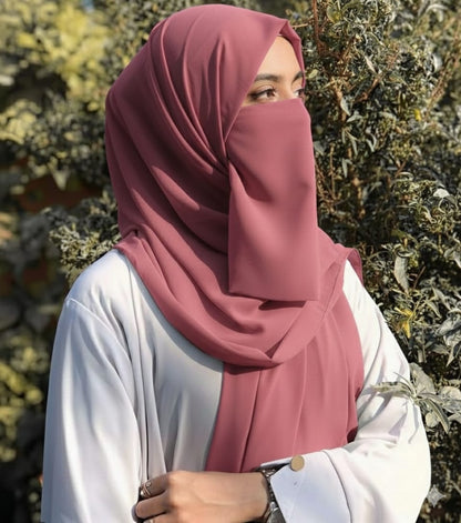 Hijab Set, Hijab with Same Niqab patti Set For Girls and Women