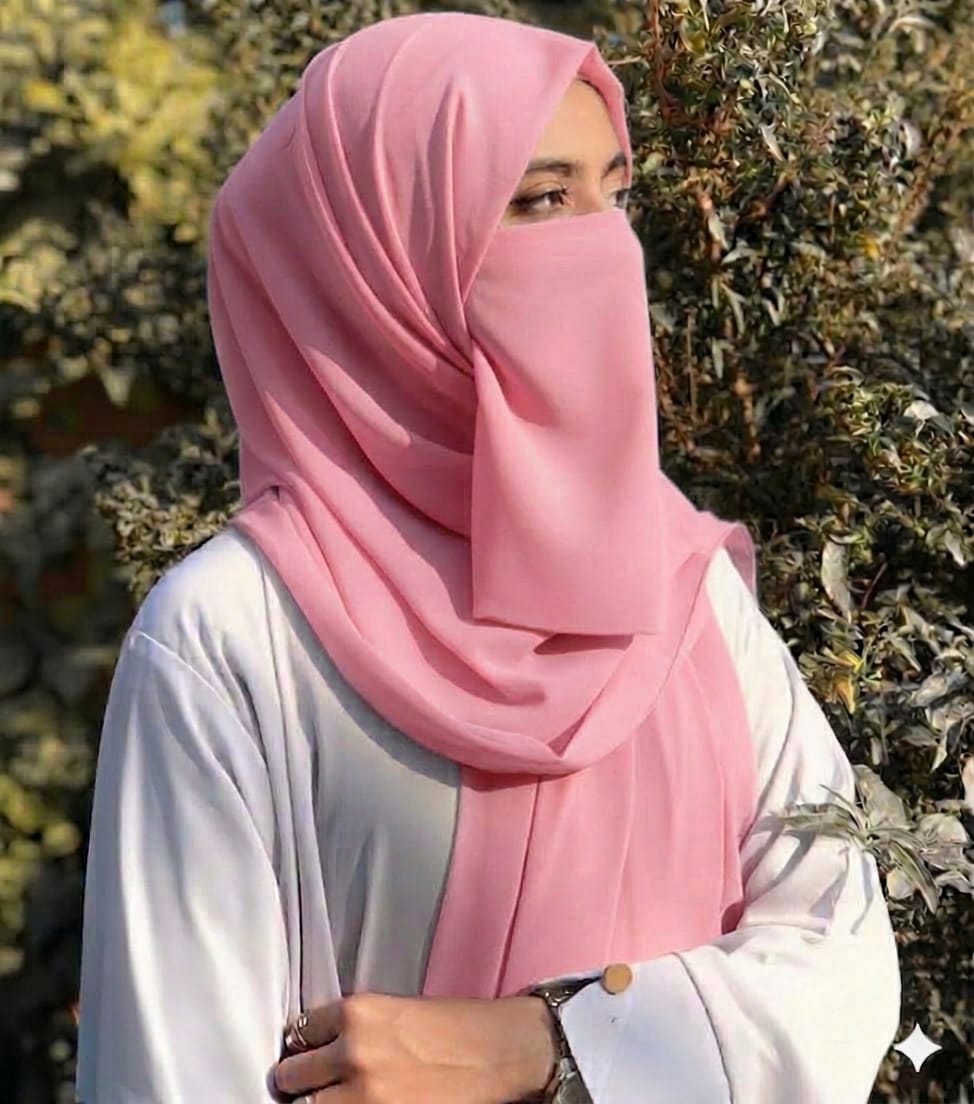 Hijab Set, Hijab with Same Niqab patti Set For Girls and Women