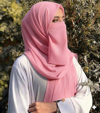 Hijab Set, Hijab with Same Niqab patti Set For Girls and Women