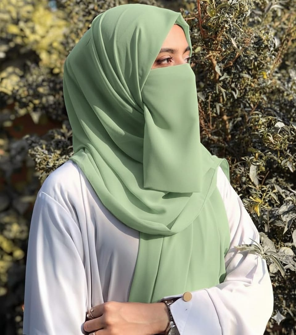 Hijab Set, Hijab with Same Niqab patti Set For Girls and Women