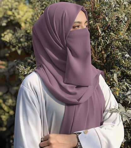 Hijab Set, Hijab with Same Niqab patti Set For Girls and Women