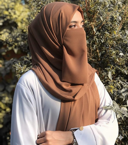 Hijab Set, Hijab with Same Niqab patti Set For Girls and Women