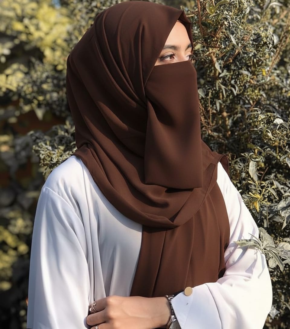Hijab Set, Hijab with Same Niqab patti Set For Girls and Women