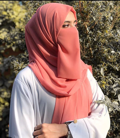 Hijab Set, Hijab with Same Niqab patti Set For Girls and Women