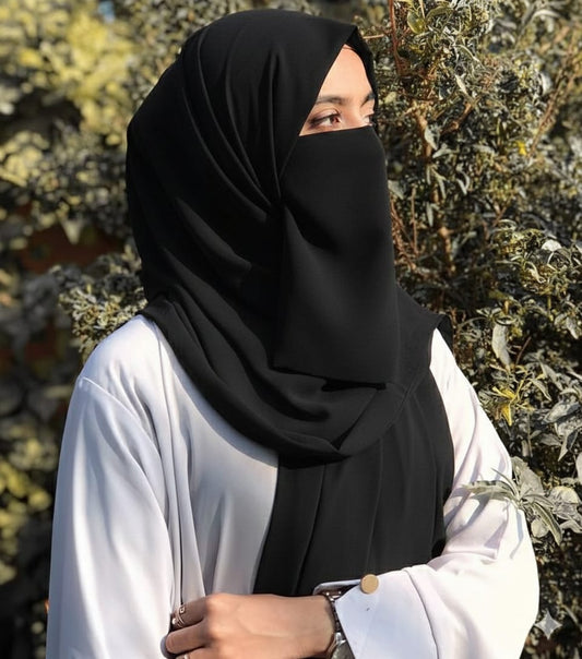 Hijab Set, Hijab with Same Niqab patti Set For Girls and Women