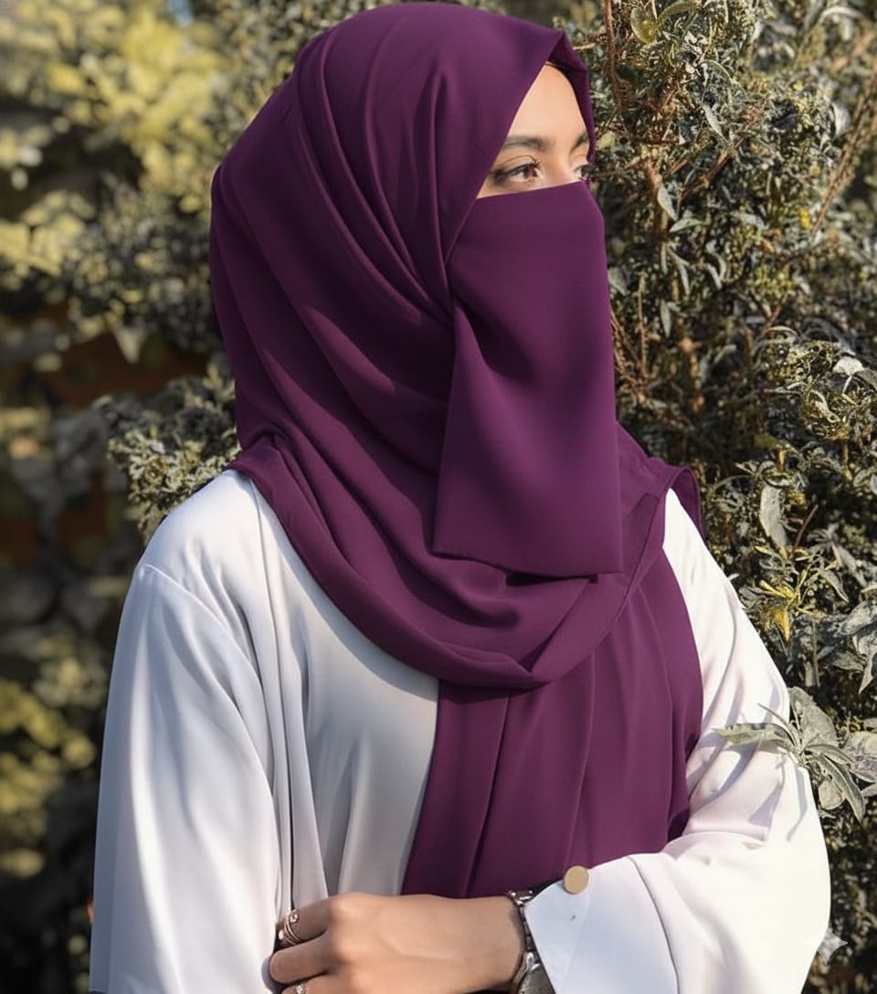 Hijab Set, Hijab with Same Niqab patti Set For Girls and Women