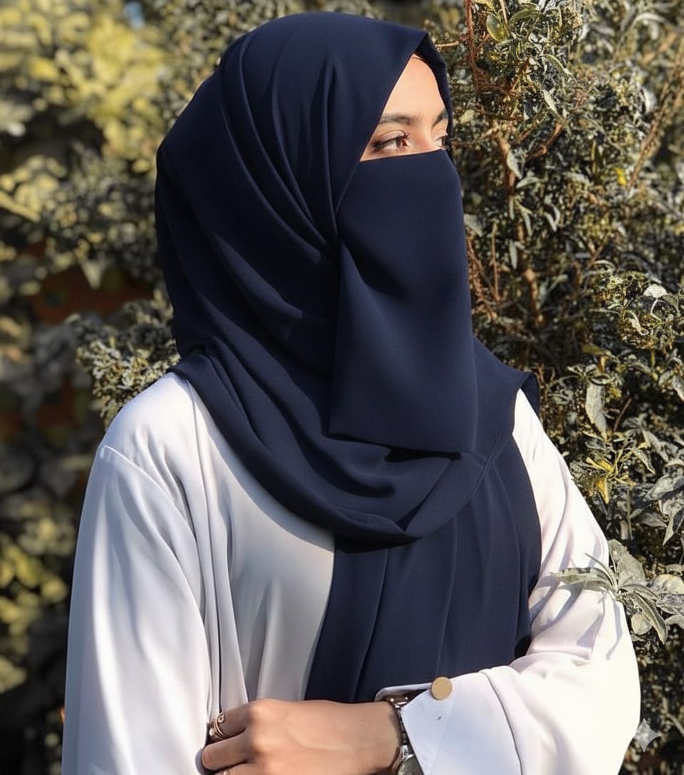 Hijab Set, Hijab with Same Niqab patti Set For Girls and Women