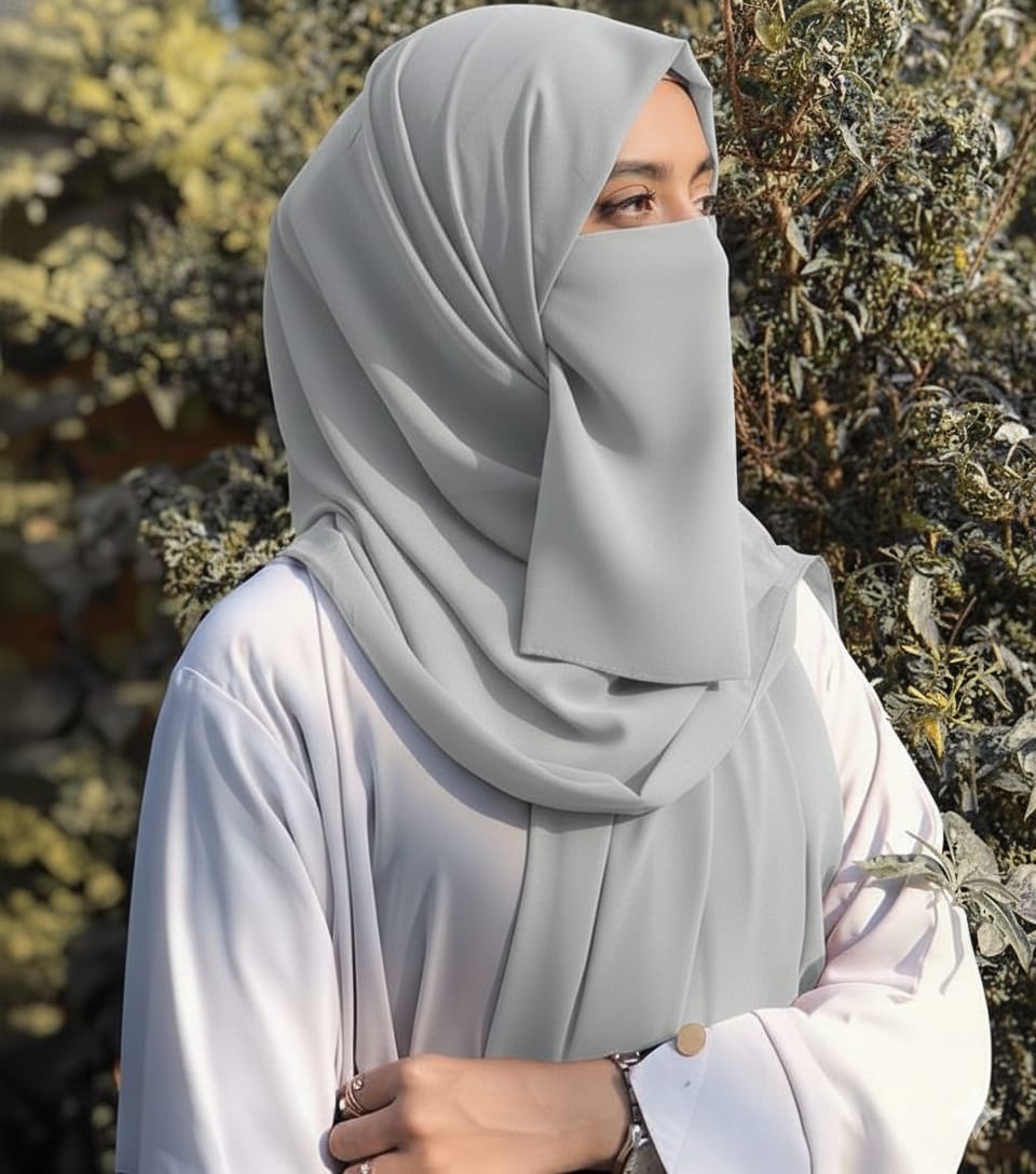 Hijab Set, Hijab with Same Niqab patti Set For Girls and Women