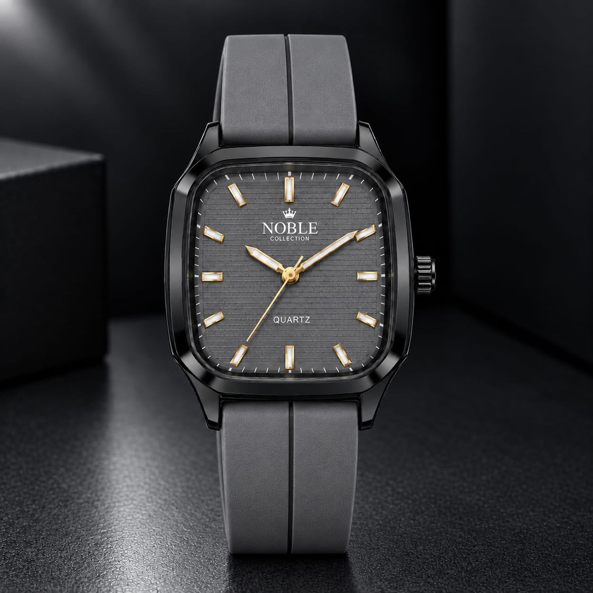 Noble Collection Luxury Square Dial Watch for Men – Premium Silicone Strap with Magnetic Lock