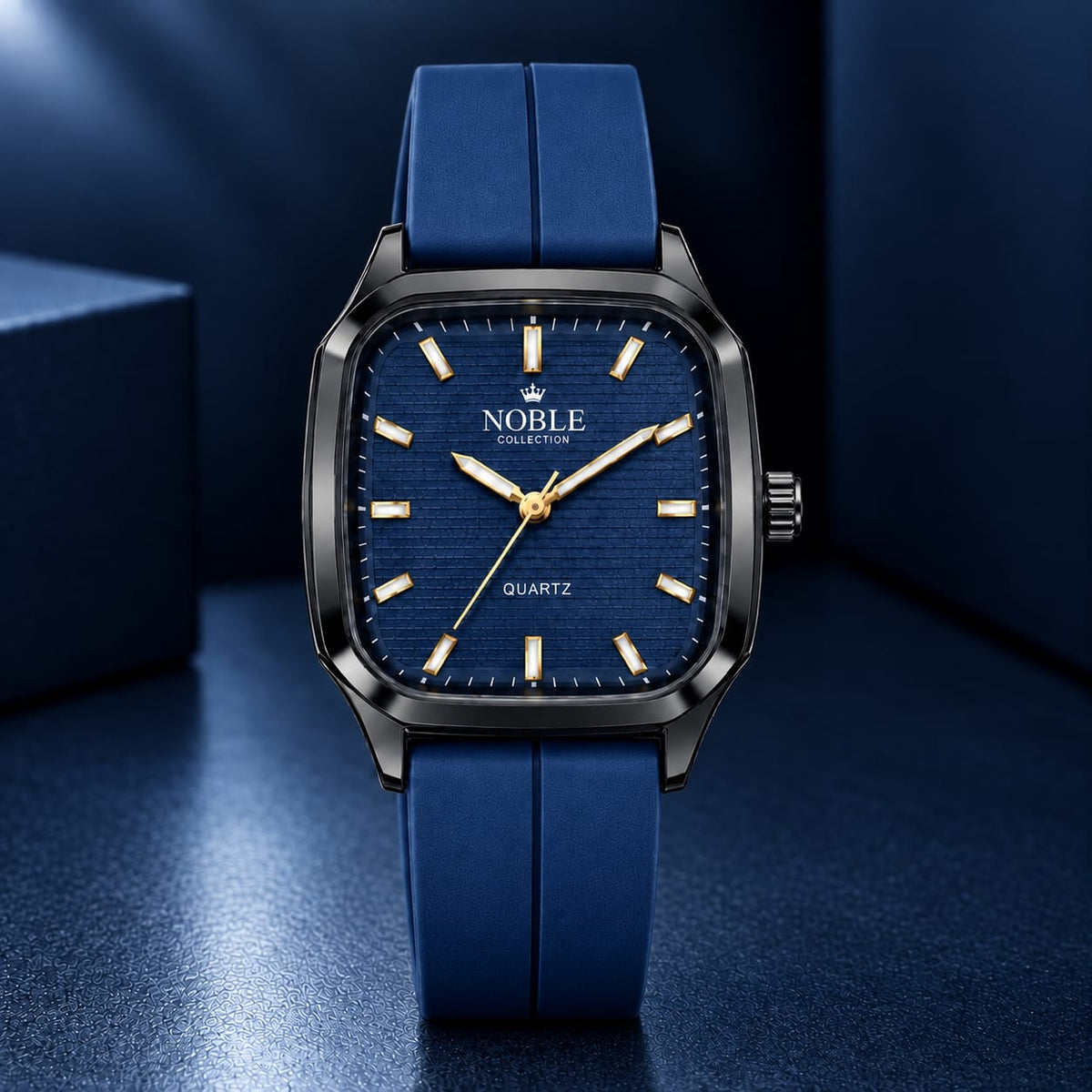 Noble Collection Luxury Square Dial Watch for Men – Premium Silicone Strap with Magnetic Lock