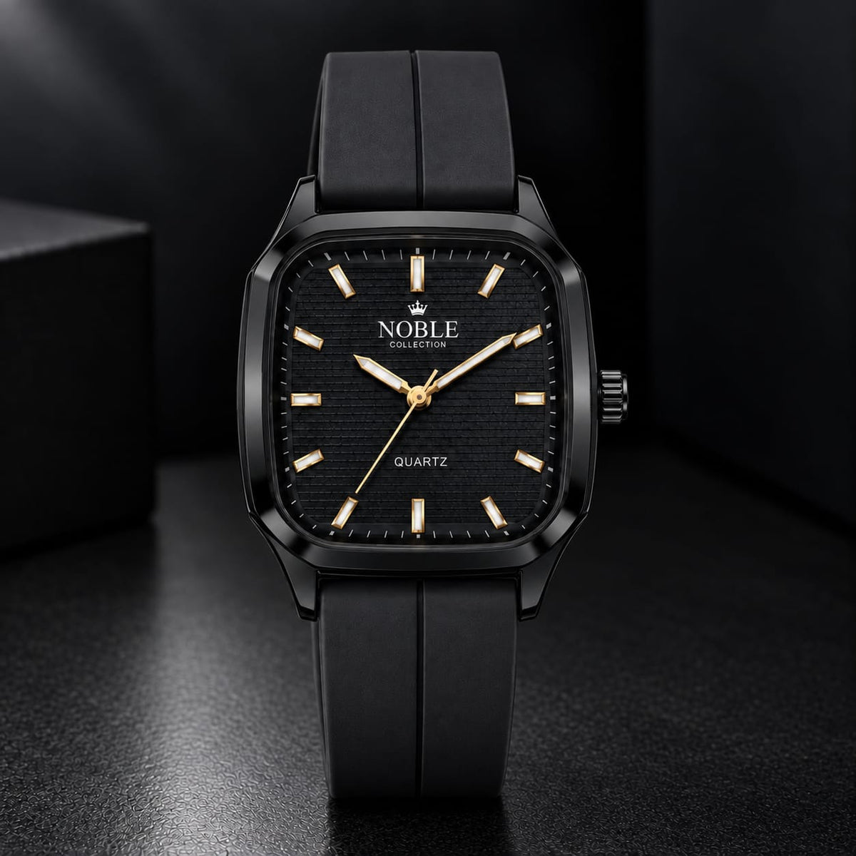 Noble Collection Luxury Square Dial Watch for Men – Premium Silicone Strap with Magnetic Lock