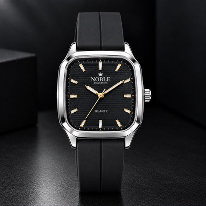 Noble Collection Luxury Square Dial Watch for Men – Premium Silicone Strap with Magnetic Lock