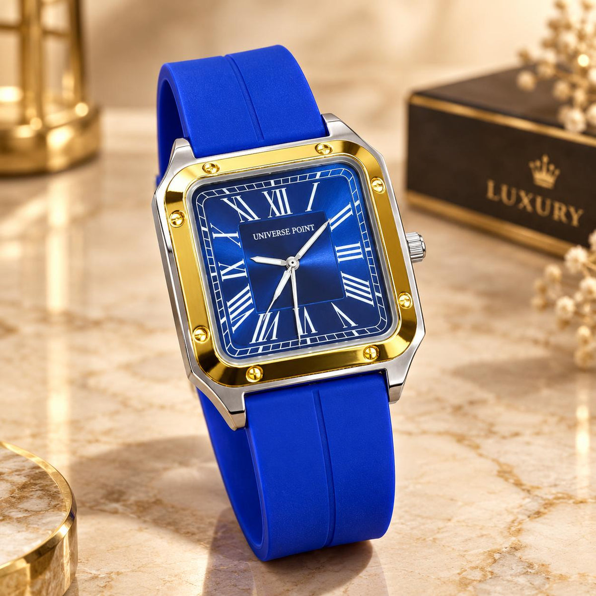 Luxury Square Dial Premium Silicone Strap Watch for Men