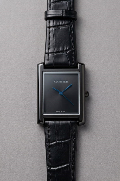 Cartier TANK Watch in Plain Dial Leather Strap