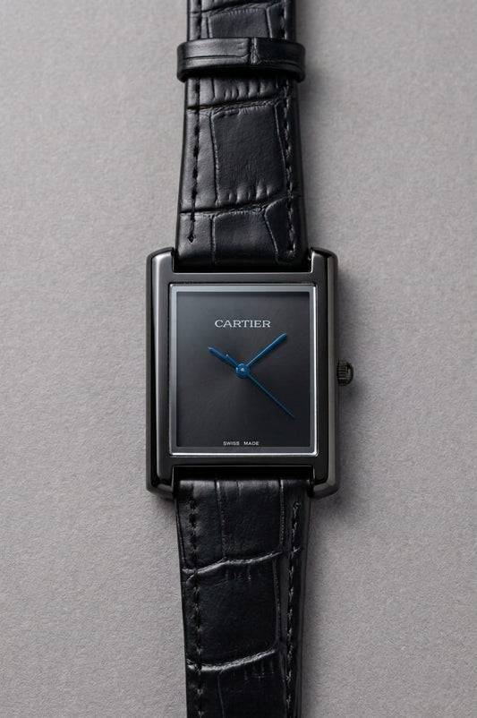 Cartier TANK Watch in Plain Dial Leather Strap