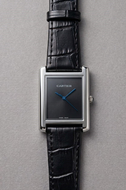 Cartier TANK Watch in Plain Dial Leather Strap